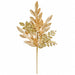 27" Glittered & Sequined Artificial Mixed Bay & Ruscus Leaf Stem -Gold (Pack of 12) - A-260180