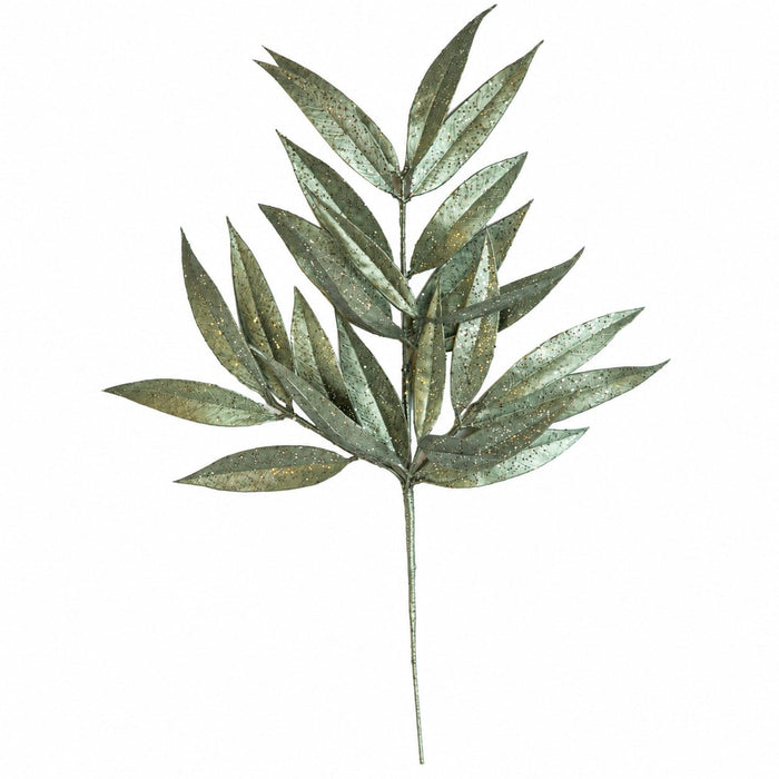 30" Glittered Metallic Artificial Willow Leaf Stem -Sage (Pack of 12) - A-260244