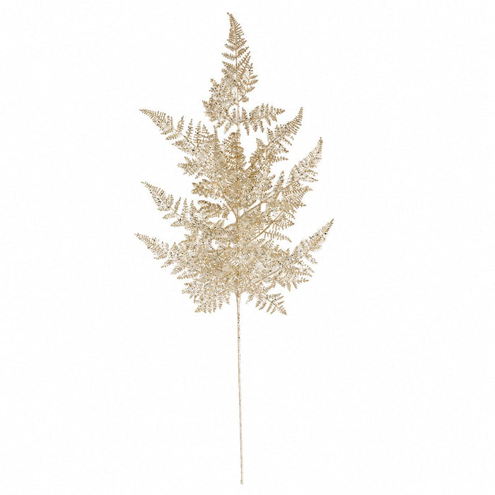 29" Glittered Artificial Lace Fern Leaf Stem -Platinum (Pack of 24)