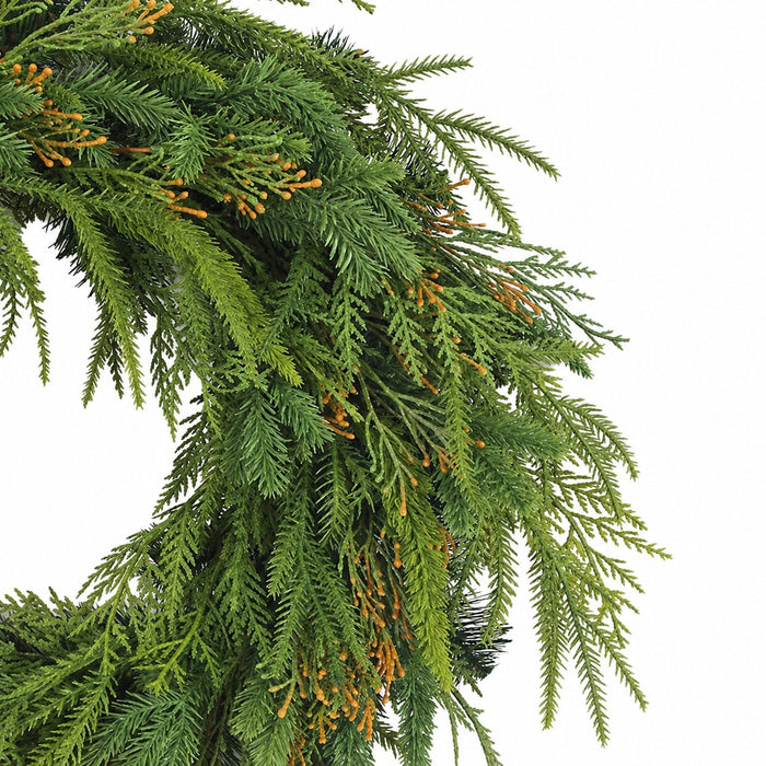 6'Lx7"W Outdoor UV-Resistant PE Artificial Mixed Cedar & Cypress Garland -Green/Brown (Pack of 4) - A-260410