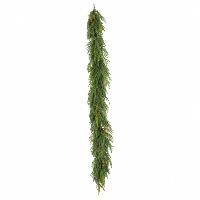 6'Lx7"W Outdoor UV-Resistant PE Artificial Mixed Cedar & Cypress Garland -Green/Brown (Pack of 4) - A-260410