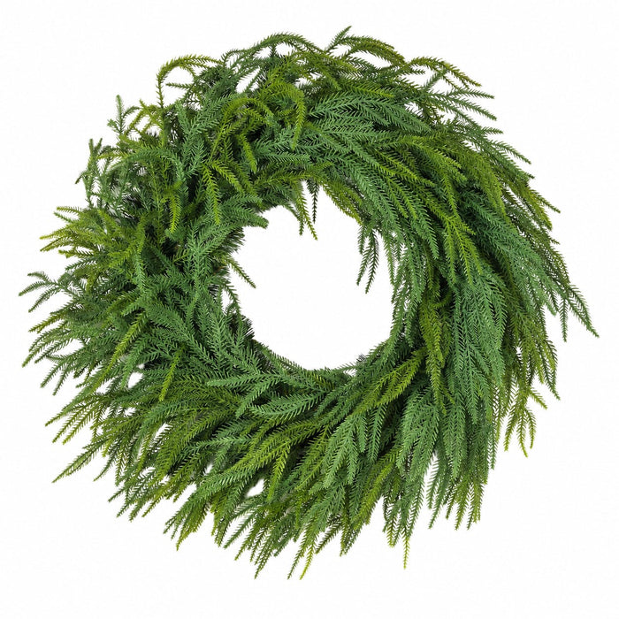 30" Outdoor UV-Resistant PE Soft-Touch Artificial Weeping Pine Wreath -Green (Pack of 2) - A-260480