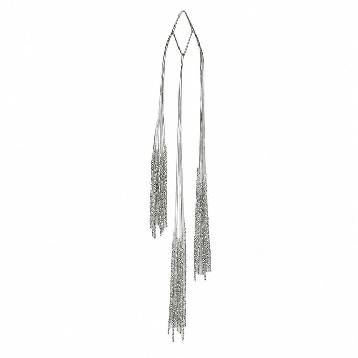 27" Hanging Glittered Tinsel Cluster Stem -Silver (Pack of 24) - A-260617