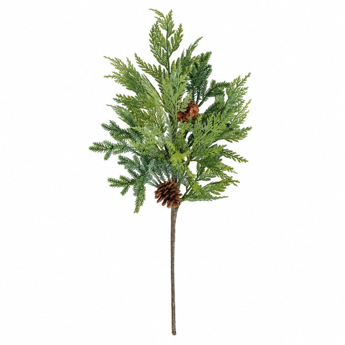 24" Soft-Touch Artificial Mixed Cedar, Pine & Pinecone Stem -Green (Pack of 12) - A-260830