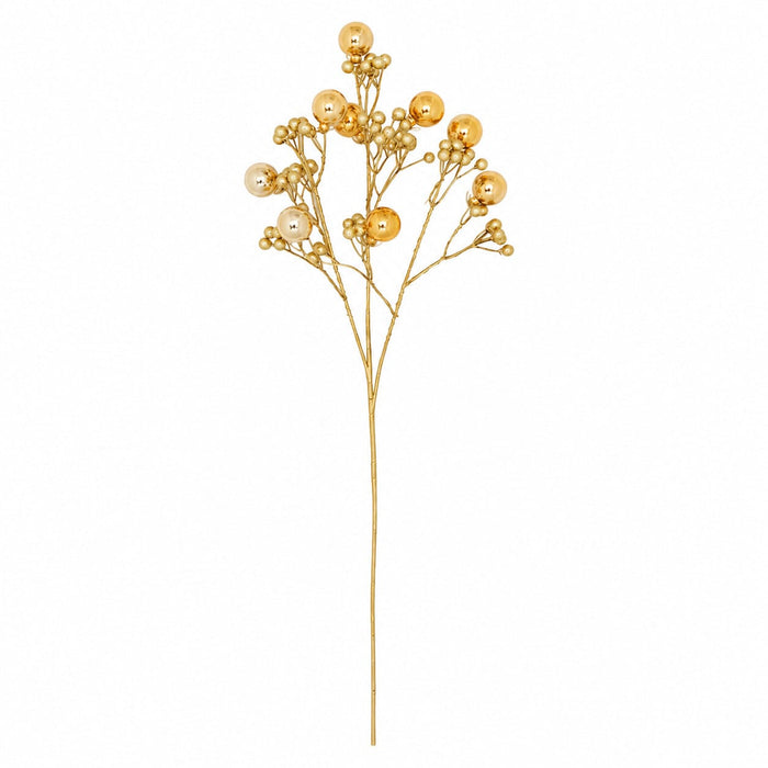 24" Reflective Ball With Glittered Artificial Berry Stem -Gold (Pack of 24) - A-261060