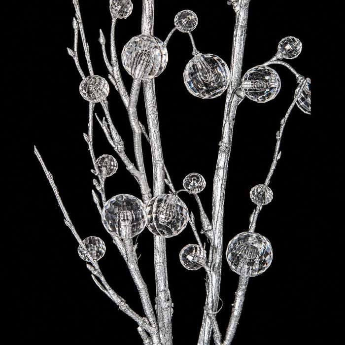 38" Acrylic Crystal Artificial Twig Stem -Silver/Clear (Pack of 6) - A-70610