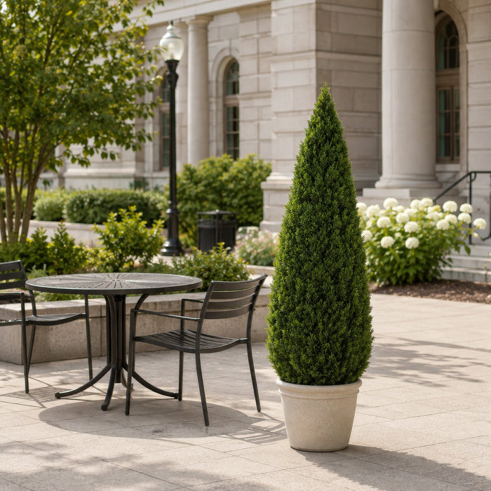 6' Outdoor UV-Proof Artificial Cedar Cone-Shaped Artificial Topiary Tree w/Pot -Green - A84186
