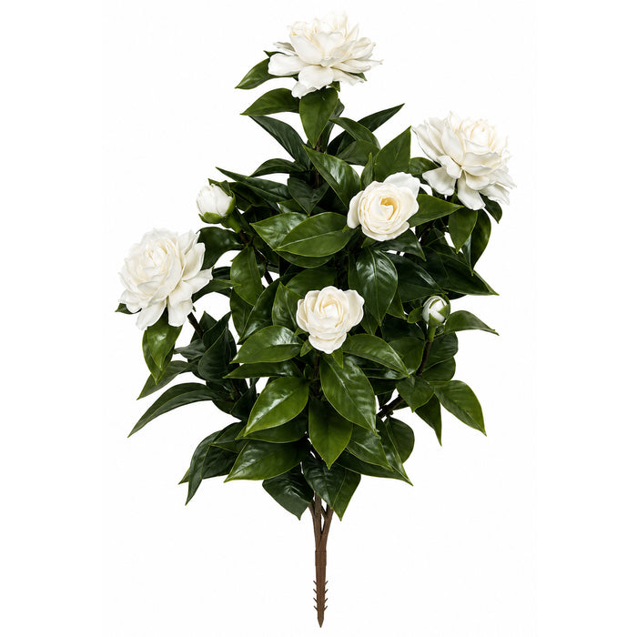 19" Outdoor UV-Proof Artificial Gardenia Flower Bush -White (Pack of 6) - A0680