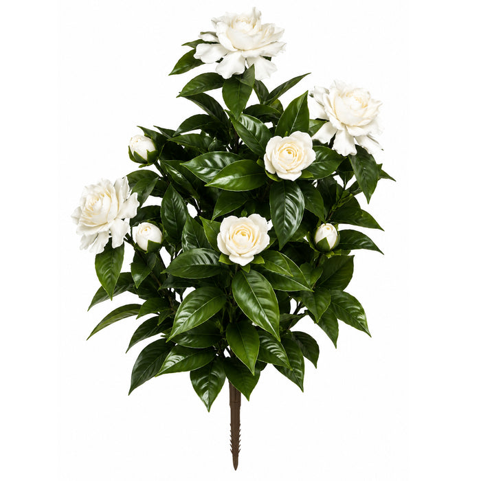 24" Outdoor UV-Proof Artificial Gardenia Flower Bush -White (Pack of 4) - A0690