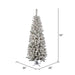 4'6"Hx26"W Flocked Pencil Pacific Pine Artificial Christmas Tree, LED Pre-Lit (Multicolor) -White - A100347LED