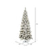 6'6"Hx32"W Flocked Pencil Pacific Pine Artificial Christmas Tree, LED Pre-Lit -White - A100366LED