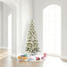 6'6"Hx32"W Flocked Pencil Pacific Pine Artificial Christmas Tree, LED Pre-Lit -White - A100366LED