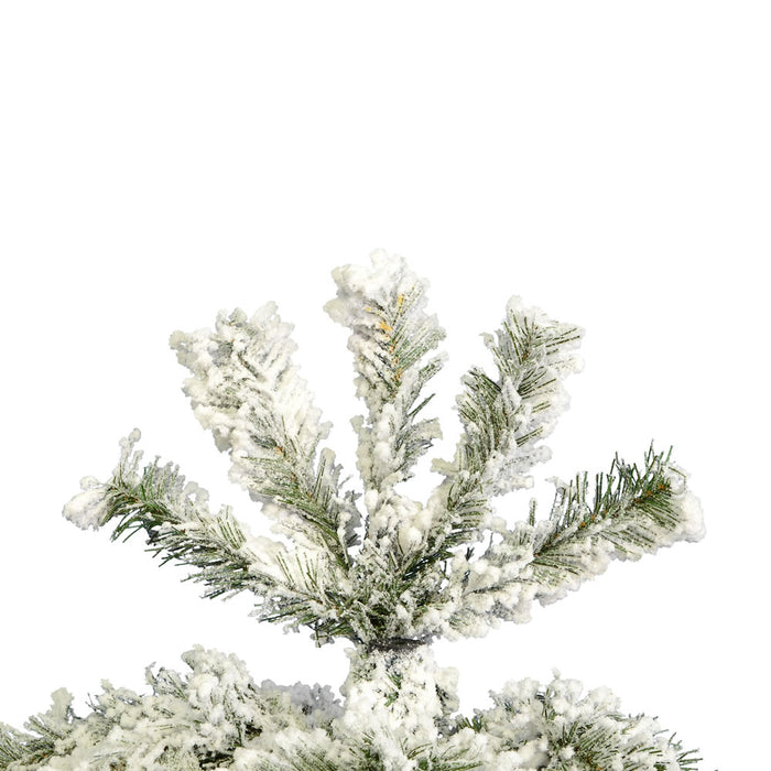 8'6"Hx40"W Flocked Pencil Pacific Pine Artificial Christmas Tree, Unlit -White - A100380