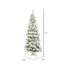 7'6"Hx36"W Flocked Pencil Pacific Pine Artificial Christmas Tree, Unlit -White - A100375