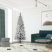 7'6"Hx36"W Flocked Pencil Pacific Pine Artificial Christmas Tree, Unlit -White - A100375