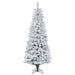 5'6"Hx30"W Flocked Pencil Pacific Pine Artificial Christmas Tree, LED Pre-Lit -White - A100356LED