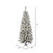 7'6"Hx36"W Flocked Pencil Pacific Pine Artificial Christmas Tree, LED Pre-Lit (Multicolor) -White - A100377LED