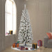 7'6"Hx36"W Flocked Pencil Pacific Pine Artificial Christmas Tree, LED Pre-Lit (Multicolor) -White - A100377LED