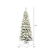 8'6"Hx40"W Flocked Pencil Pacific Pine Artificial Christmas Tree, Unlit -White - A100380
