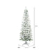 9'6"Hx44"W Flocked Pencil Pacific Pine Artificial Christmas Tree, LED Pre-Lit -White - A100386LED