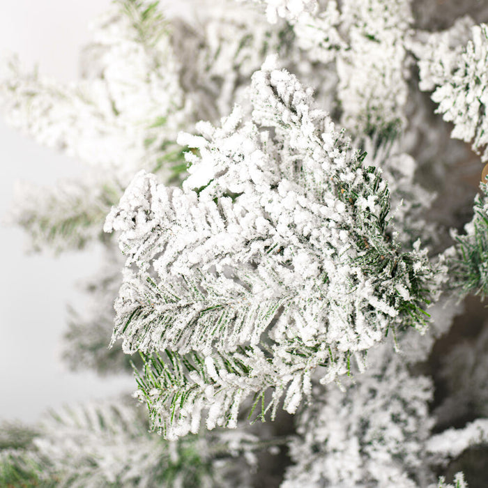 7'6"Hx36"W Flocked Pencil Pacific Pine Artificial Christmas Tree, Unlit -White - A100375