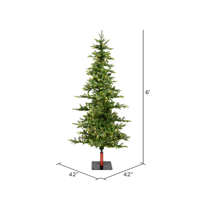 6'Hx42"W Shawnee Fir Artificial Christmas Tree, LED Pre-Lit -Green - A101866LED