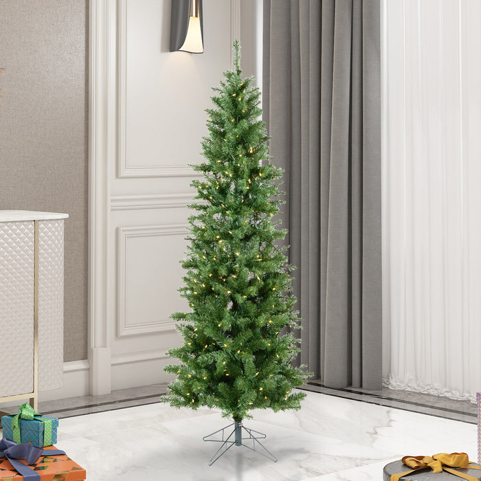 4'6"Hx24"W Slim Salem Pine Artificial Christmas Tree, LED Pre-Lit -Green - A103046LED