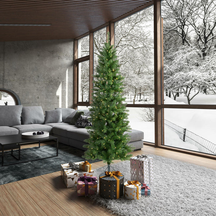 6'6"Hx32"W Slim Salem Pine Artificial Christmas Tree, LED Pre-Lit -Green - A103066LED
