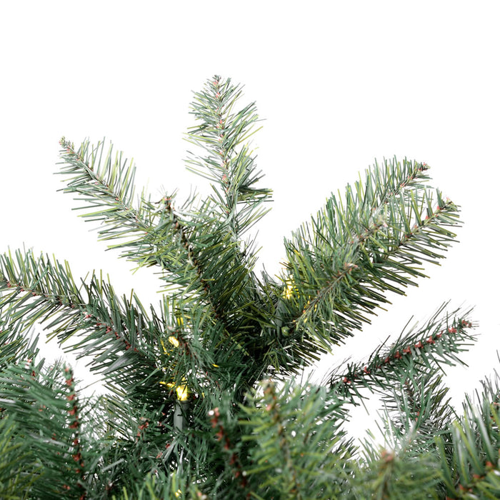 8'6"Hx40"W Slim Salem Pine Artificial Christmas Tree, LED Pre-Lit -Green - A103081LED