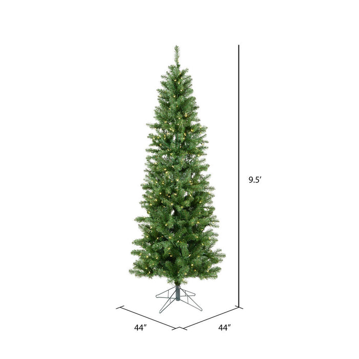 9'6"Hx44"W Slim Salem Pine Artificial Christmas Tree, LED Pre-Lit -Green - A103086LED