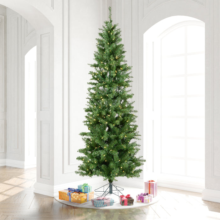 9'6"Hx44"W Slim Salem Pine Artificial Christmas Tree, Micro LED Pre-Lit (Multi-Mode) -Green - A103088LEDCC