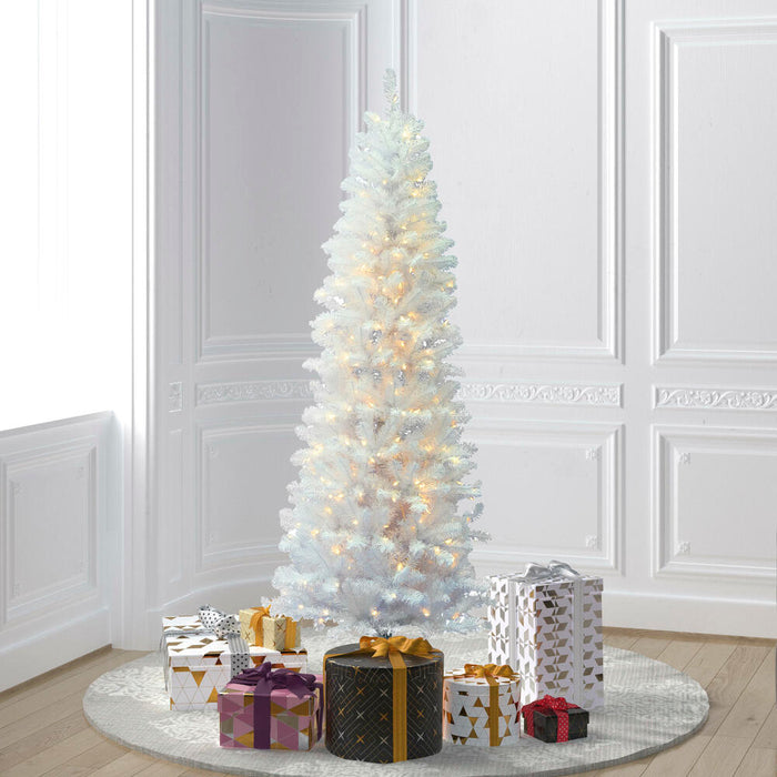 4'6"Hx24"W Pencil White Salem Pine Artificial Christmas Tree, LED Pre-Lit -White - A103246LED