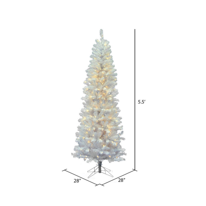 5'6"Hx28"W Pencil White Salem Pine Artificial Christmas Tree, LED Pre-Lit -White - A103256LED