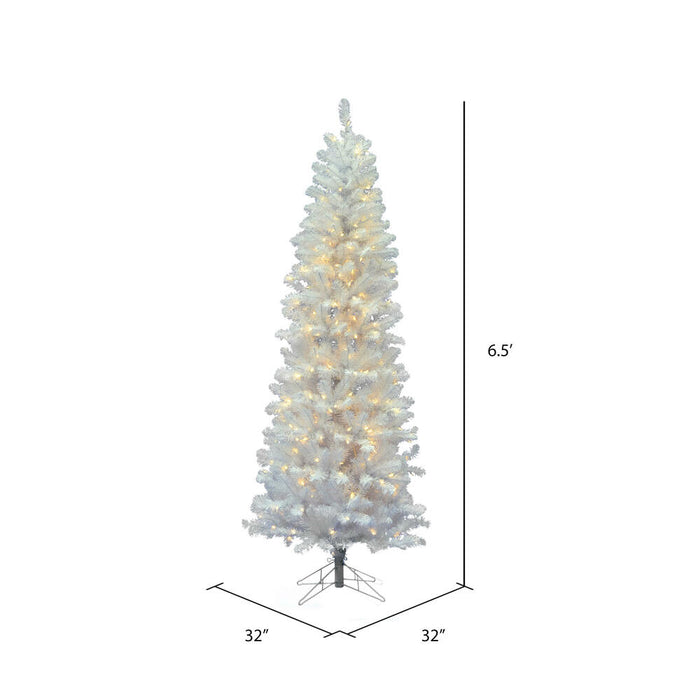 6'6"Hx32"W Pencil White Salem Pine Artificial Christmas Tree, LED Pre-Lit -White - A103266LED
