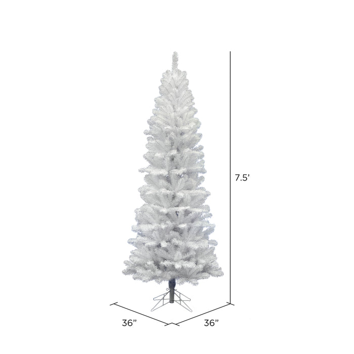 7'6"Hx36"W Pencil White Salem Pine Artificial Christmas Tree, Unlit -White - A103275