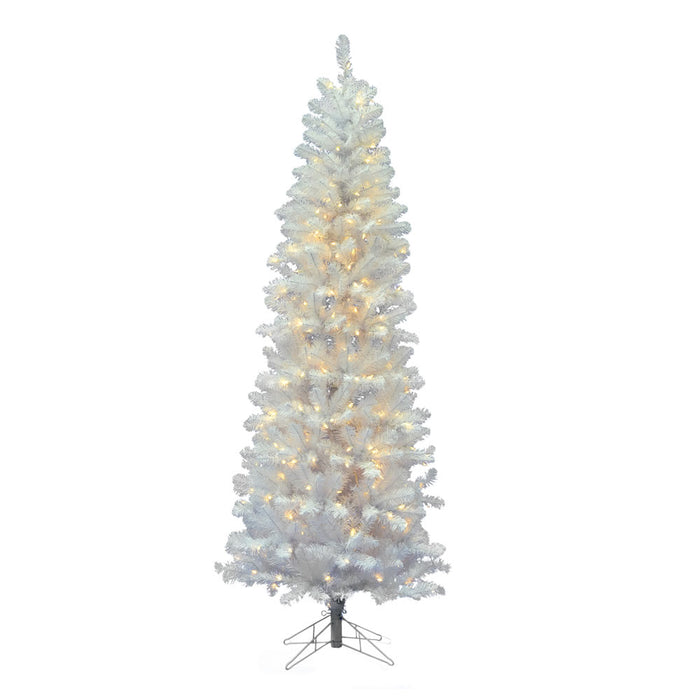 6'6"Hx32"W Pencil White Salem Pine Artificial Christmas Tree, LED Pre-Lit -White - A103266LED