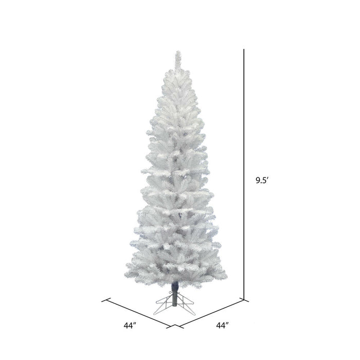 9'6"Hx44"W Pencil White Salem Pine Artificial Christmas Tree, Unlit -White - A103285