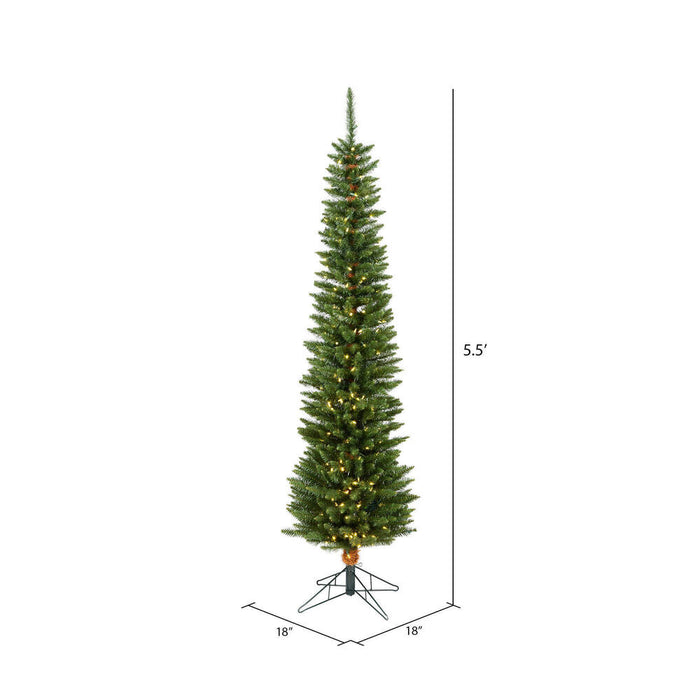 5'6"Hx18"W Pole Durham Pine Artificial Christmas Tree, LED Pre-Lit -Green - A103656LED