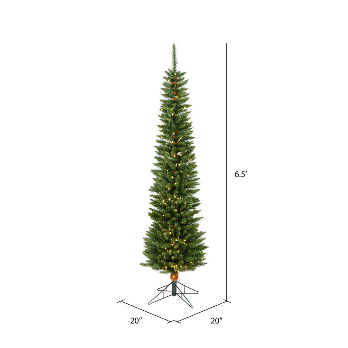 6'6"Hx20"W Pole Durham Pine Artificial Christmas Tree, LED Pre-Lit -Green - A103666LED