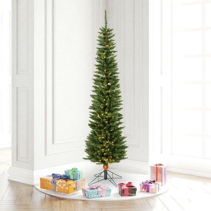 6'6"Hx20"W Pole Durham Pine Artificial Christmas Tree, LED Pre-Lit -Green - A103666LED