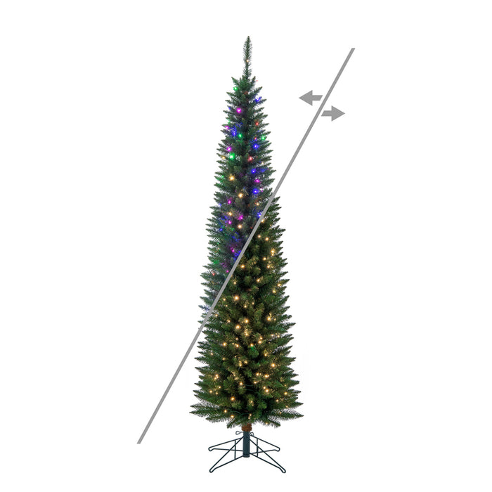 7'6"Hx23"W Pole Durham Pine Artificial Christmas Tree, Micro LED Pre-Lit (Multi-Mode) -Green - A103678LEDCC