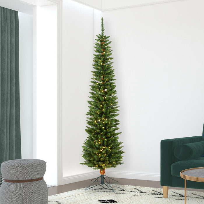 7'6"Hx23"W Pole Durham Pine Artificial Christmas Tree, LED Pre-Lit -Green - A103676LED