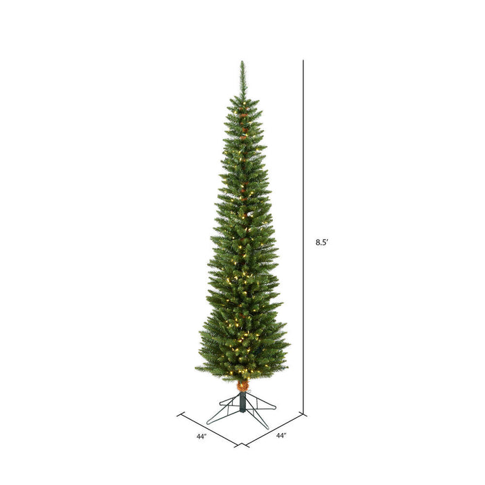 8'6"Hx28"W Pole Durham Pine Artificial Christmas Tree, LED Pre-Lit -Green - A103681LED