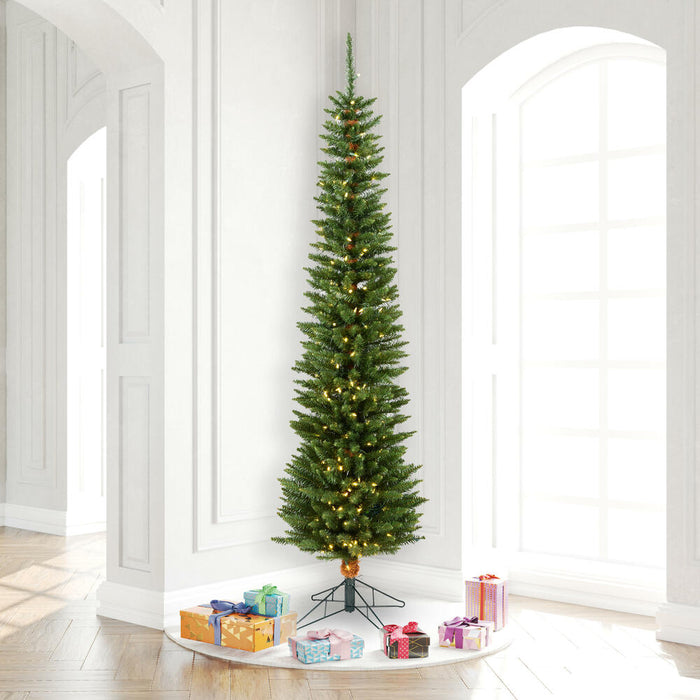 8'6"Hx28"W Pole Durham Pine Artificial Christmas Tree, LED Pre-Lit -Green - A103681LED