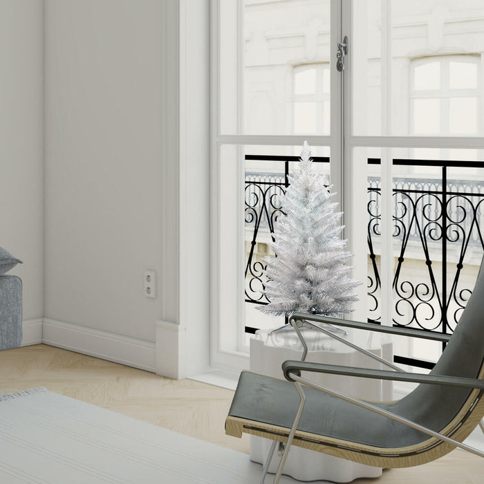 2'6"Hx17"W Pencil Sparkle White Spruce Artificial Christmas Tree, Unlit -White - A104030