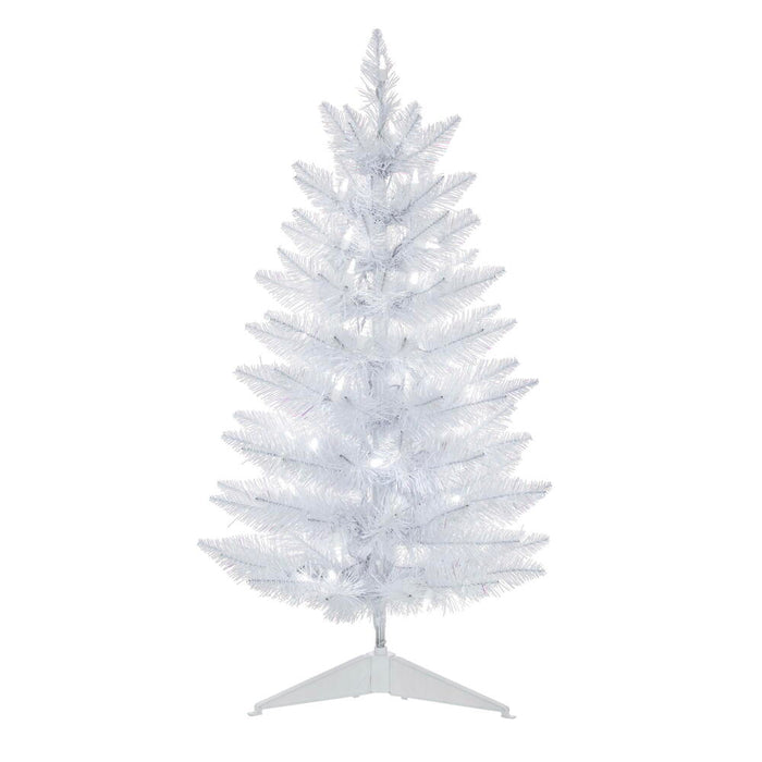 2'6"Hx17"W Pencil Sparkle White Spruce Artificial Christmas Tree, LED Pre-Lit -White - A104031LED