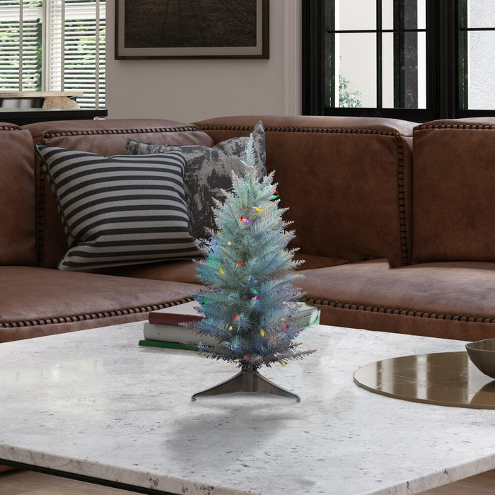 2'6"Hx17"W Pencil Sparkle White Spruce Artificial Christmas Tree, LED Pre-Lit (Multicolor) -White - A104032LED