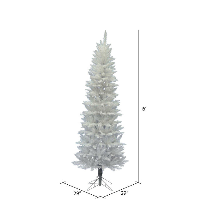 6'Hx29"W Pencil Sparkle White Spruce Artificial Christmas Tree, Unlit -White - A104060