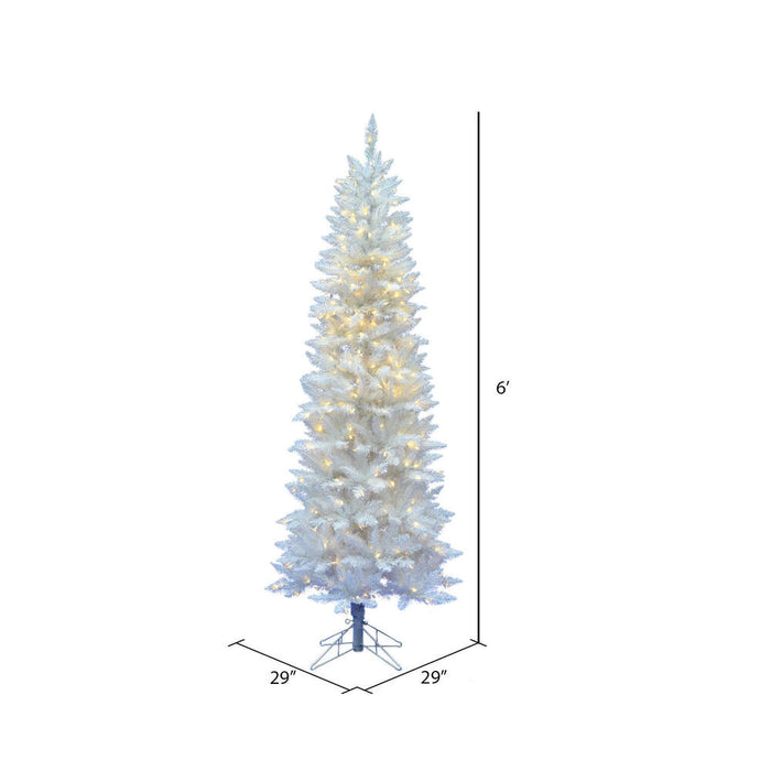 6'Hx29"W Pencil Sparkle White Spruce Artificial Christmas Tree, LED Pre-Lit -White - A104061LED