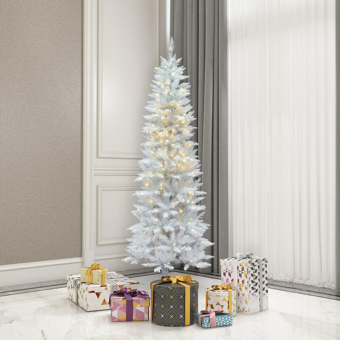 6'Hx29"W Pencil Sparkle White Spruce Artificial Christmas Tree, LED Pre-Lit -White - A104061LED
